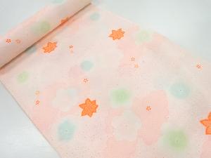 アンティーク　梅に楓模様長襦袢地反物